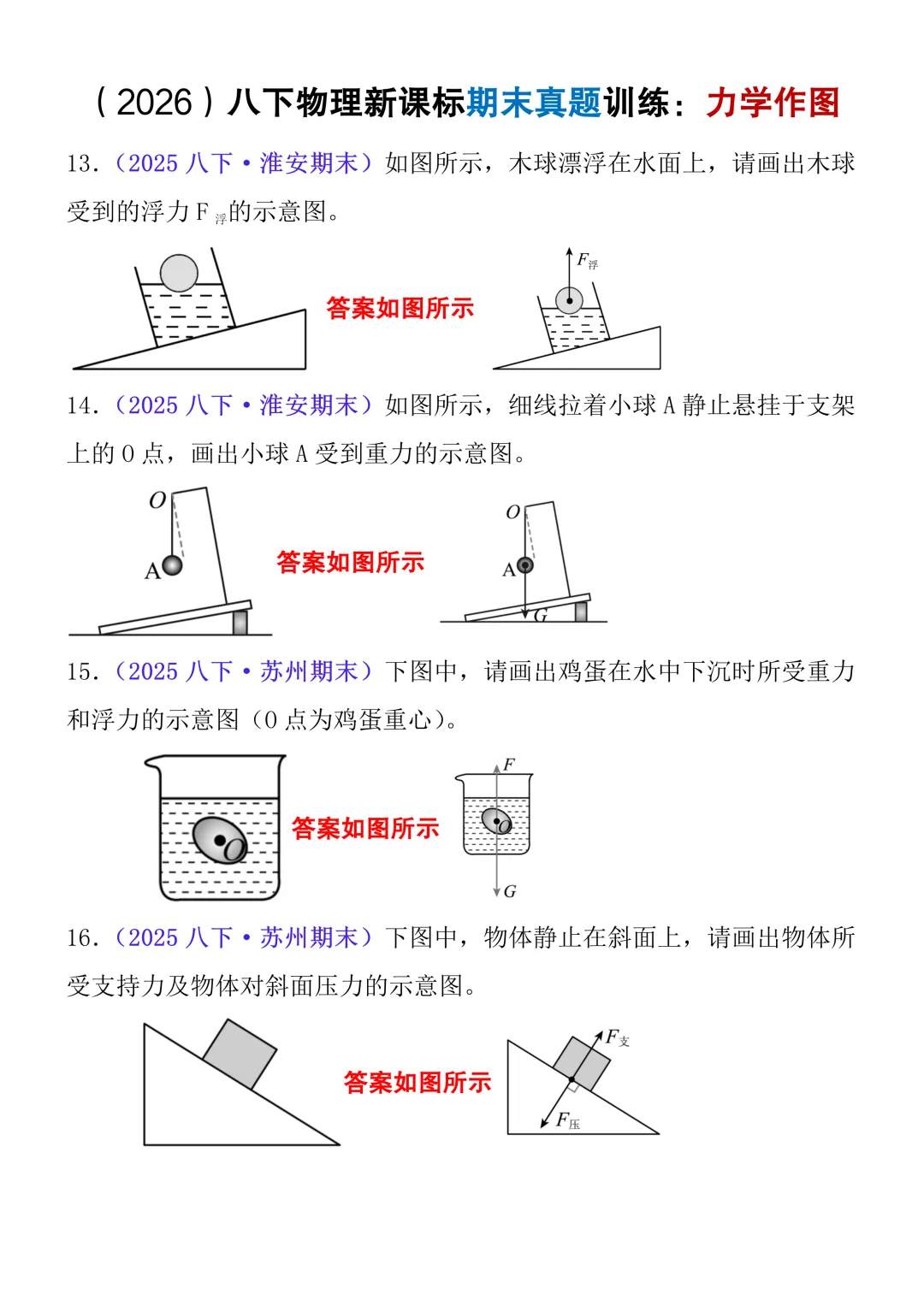 2026八年级下册物理力学作图期末真题训练33题,100%会考,抓紧练!-第11张图片-四季读书网