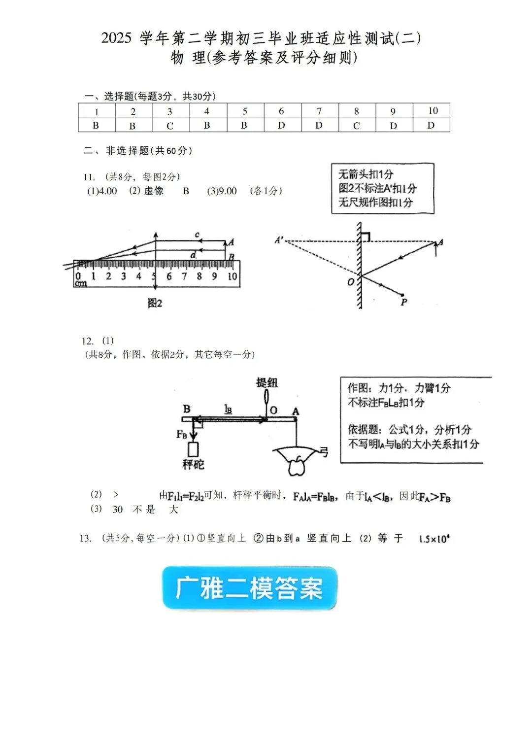 2026广雅中学初三物理二模试卷及答案-第9张图片-四季读书网 2026广雅中学初三物理二模试卷及答案-第9张图片-四季读书网