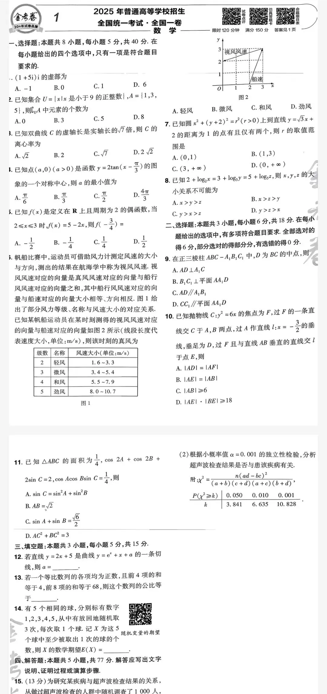 2021-2025年近五年全国高考数学真题试题及参考答案-第2张图片-四季读书网