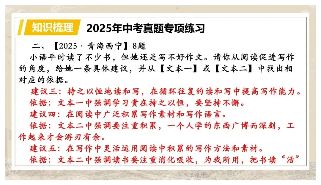 中考专项复习(九)|议论文专题复习五|拓展探究|知识梳理+方法点拨+例题演练+真题强化-第38张图片-四季读书网 中考专项复习(九)|议论文专题复习五|拓展探究|知识梳理+方法点拨+例题演练+真题强化-第38张图片-四季读书网