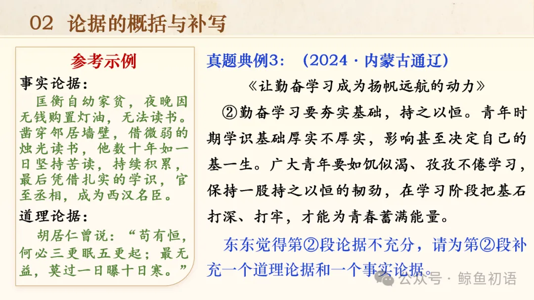 中考专项复习(九)|议论文专题复习二|论据的选择与分析|知识梳理+方法点拨+例题演练+真题强化-第18张图片-四季读书网