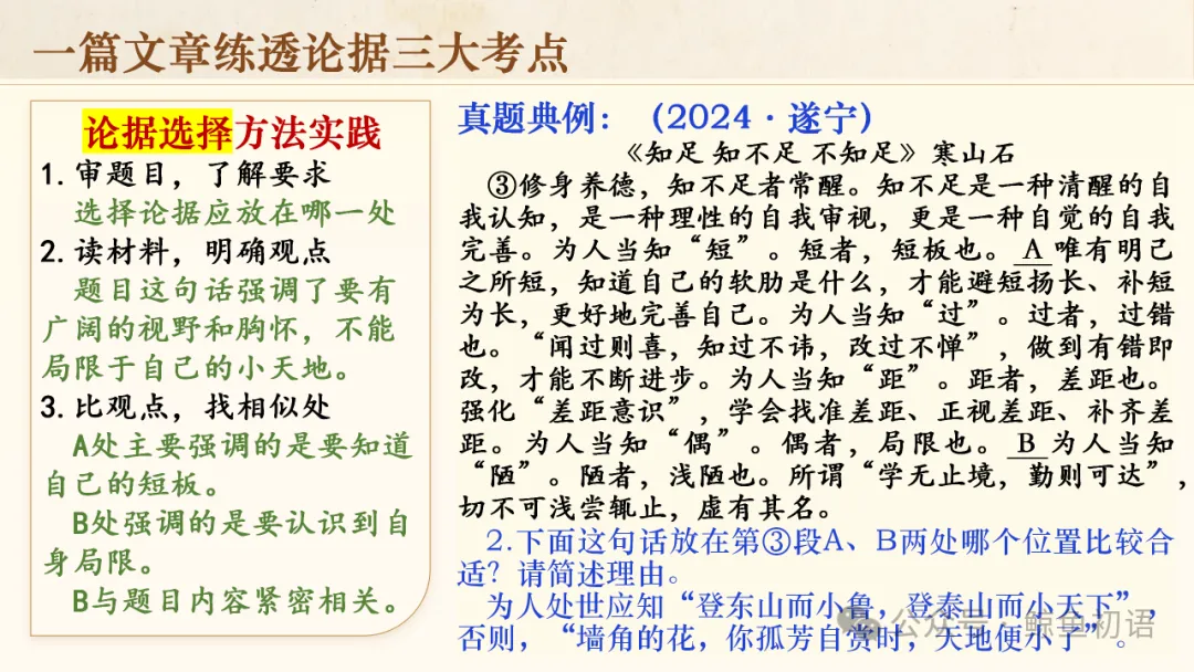中考专项复习(九)|议论文专题复习二|论据的选择与分析|知识梳理+方法点拨+例题演练+真题强化-第25张图片-四季读书网