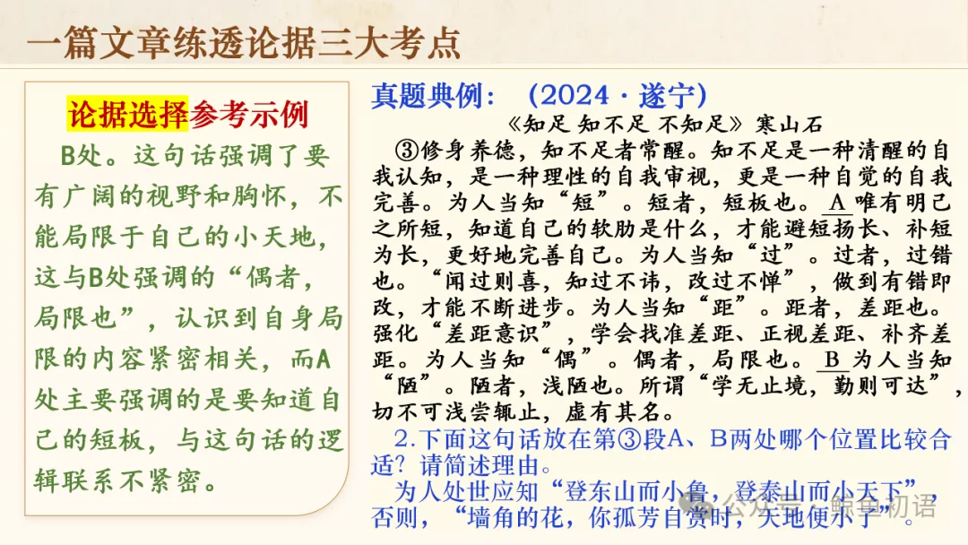 中考专项复习(九)|议论文专题复习二|论据的选择与分析|知识梳理+方法点拨+例题演练+真题强化-第26张图片-四季读书网