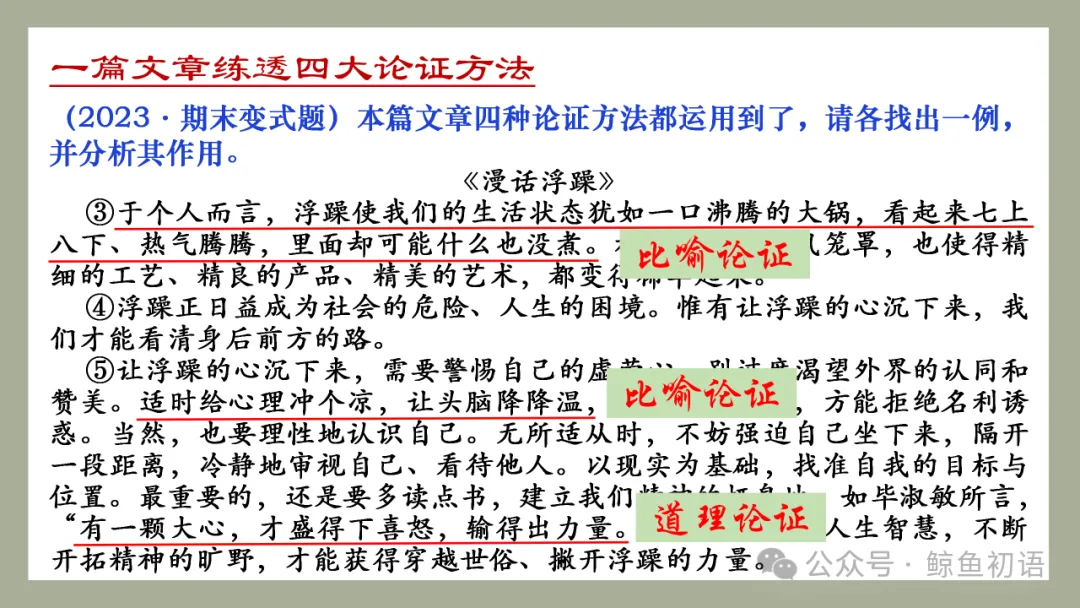 中考专项复习(九)|议论文专题复习三|论证方法|知识梳理+方法点拨+例题演练+真题强化-第29张图片-四季读书网