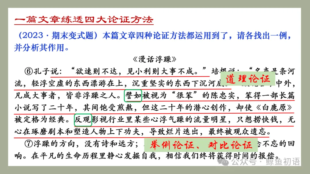 中考专项复习(九)|议论文专题复习三|论证方法|知识梳理+方法点拨+例题演练+真题强化-第30张图片-四季读书网