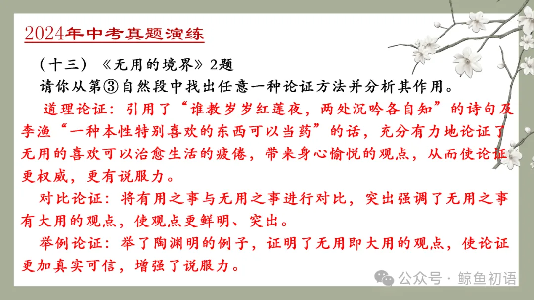 中考专项复习(九)|议论文专题复习三|论证方法|知识梳理+方法点拨+例题演练+真题强化-第48张图片-四季读书网