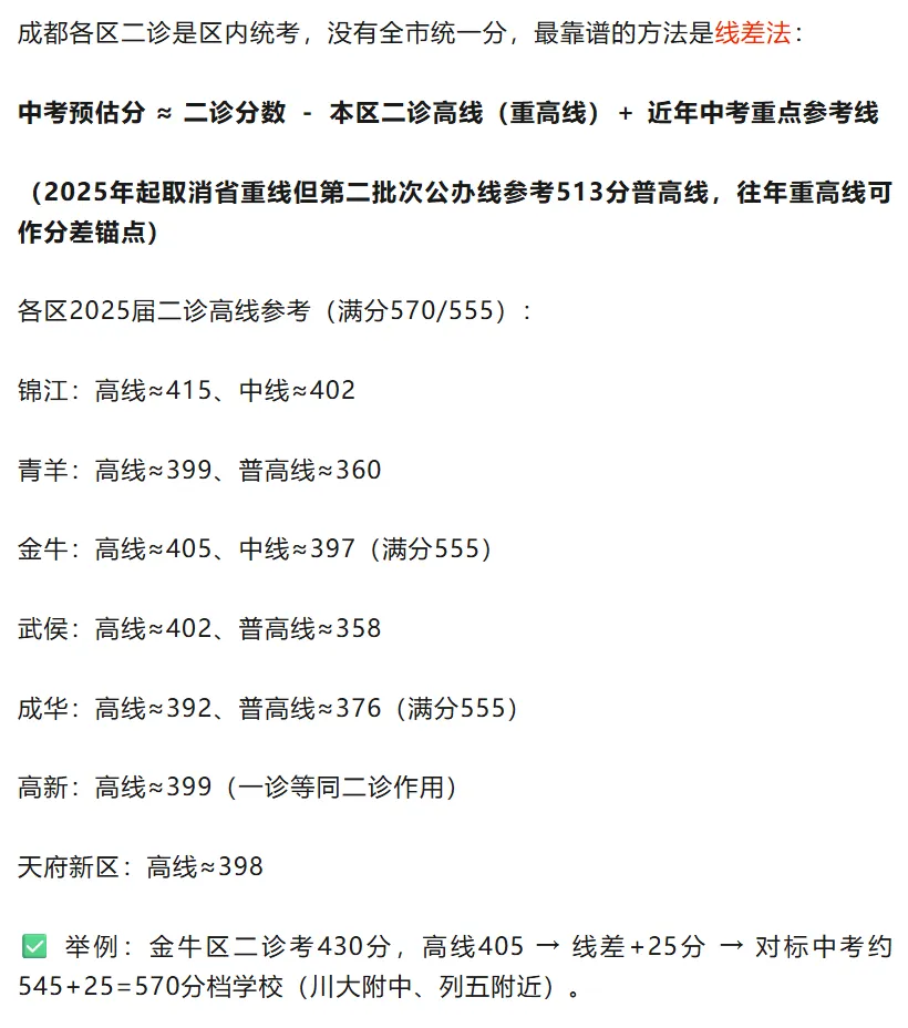 成都中考志愿填报必看!二诊对标中考学校全名单:5分段+对应高中+录取概率,一目了然-第1张图片-四季读书网