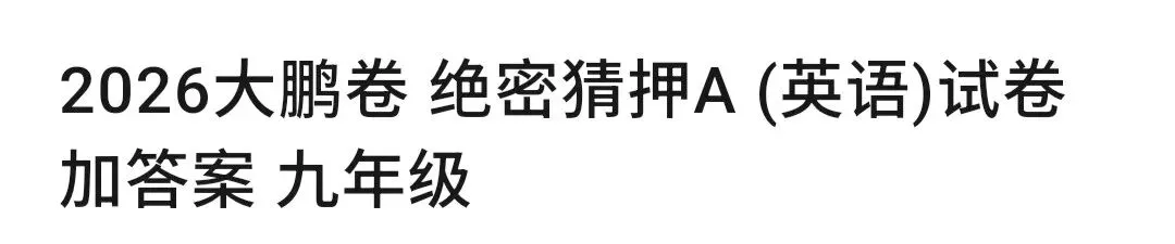 2026大鹏绝密猜押试卷(A)及答案-第1张图片-四季读书网