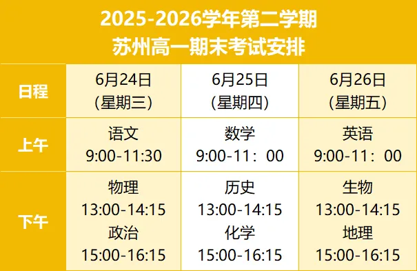 2026苏州期末考试时间汇总,附往年真题分享~-第4张图片-四季读书网