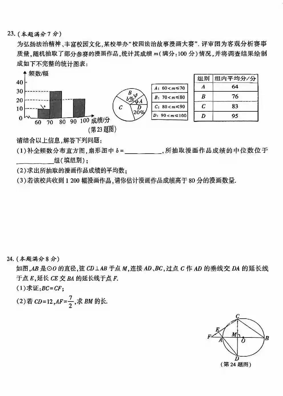 2026 中考数学调研卷二次模拟|(含答案)-第5张图片-四季读书网