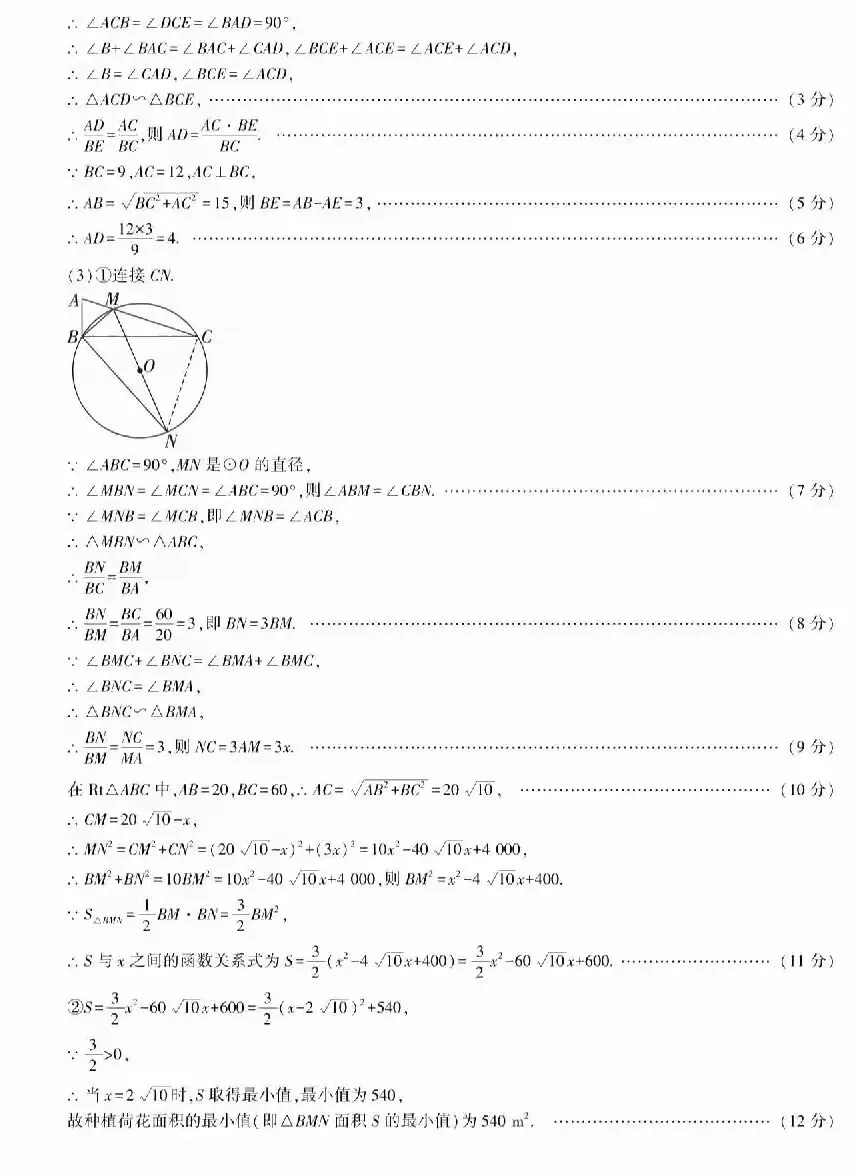 2026 中考数学调研卷二次模拟|(含答案)-第10张图片-四季读书网