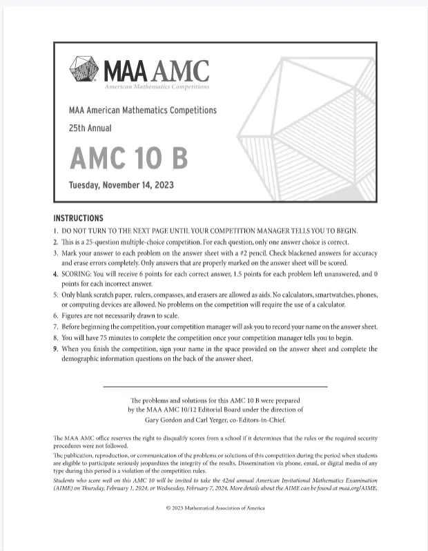 【AMC10真题】2000年-2025年AMC10真题合集免费分享!-第4张图片-四季读书网