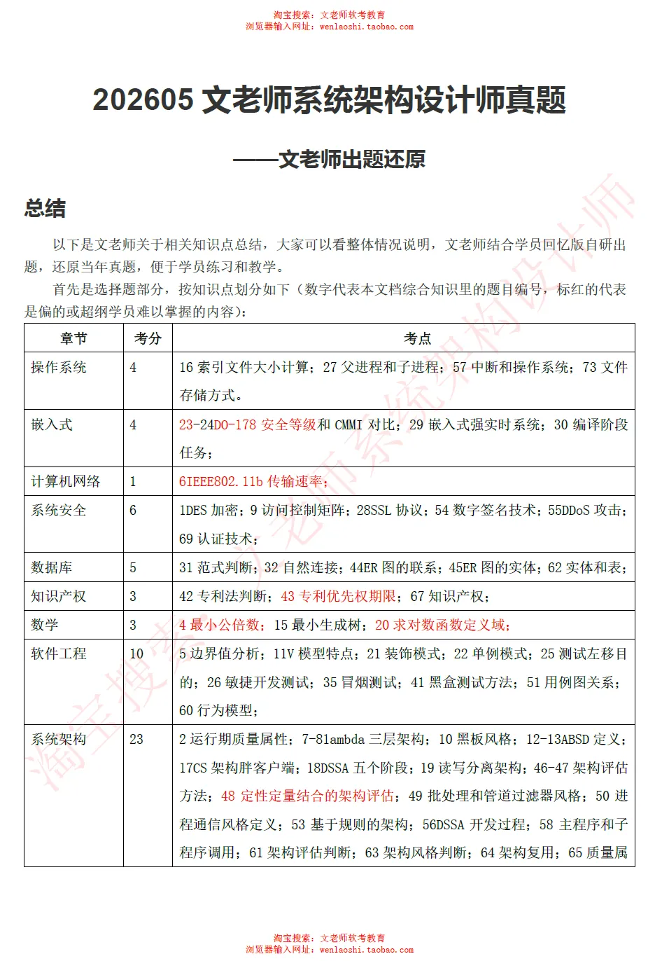 202605系统架构设计师真题还原-文老师-第1张图片-四季读书网