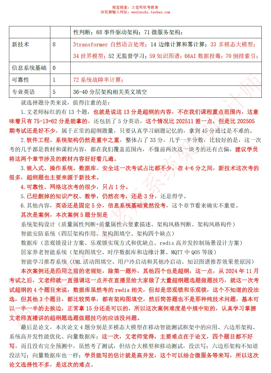 202605系统架构设计师真题还原-文老师-第2张图片-四季读书网
