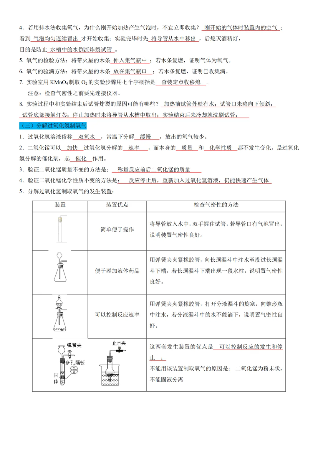 中考化学教材重要实验梳理-第2张图片-四季读书网