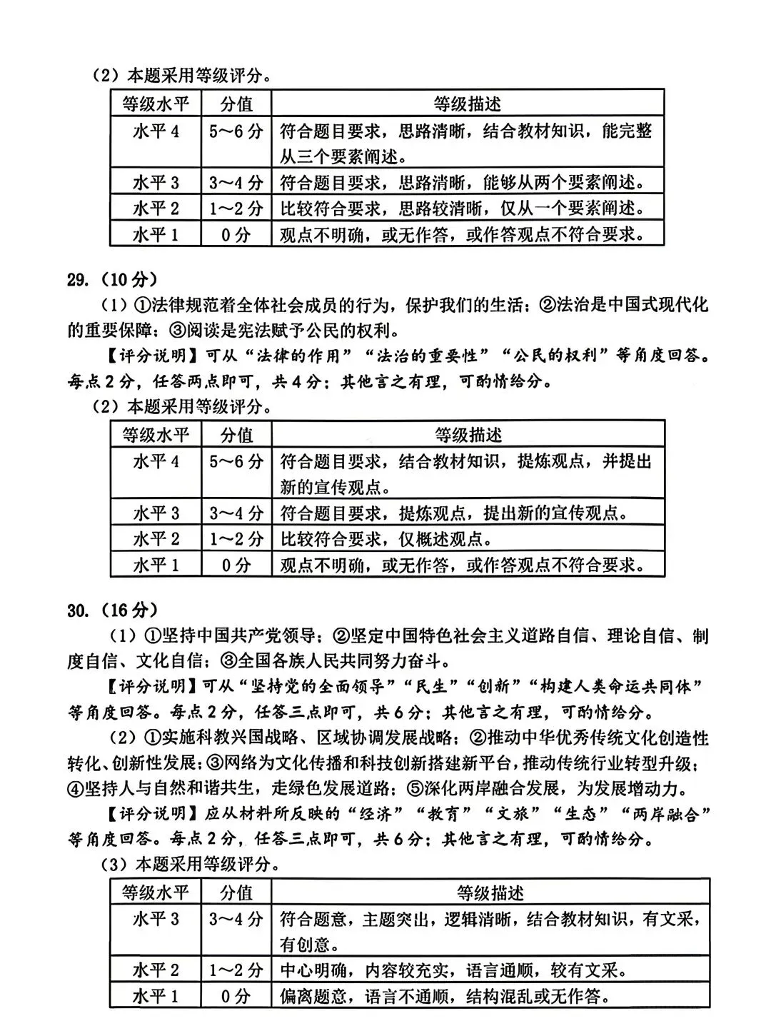 [2026中考真题2]2026年漳州市初中毕业质量检测道德与法治试题(含答案)-第10张图片-四季读书网