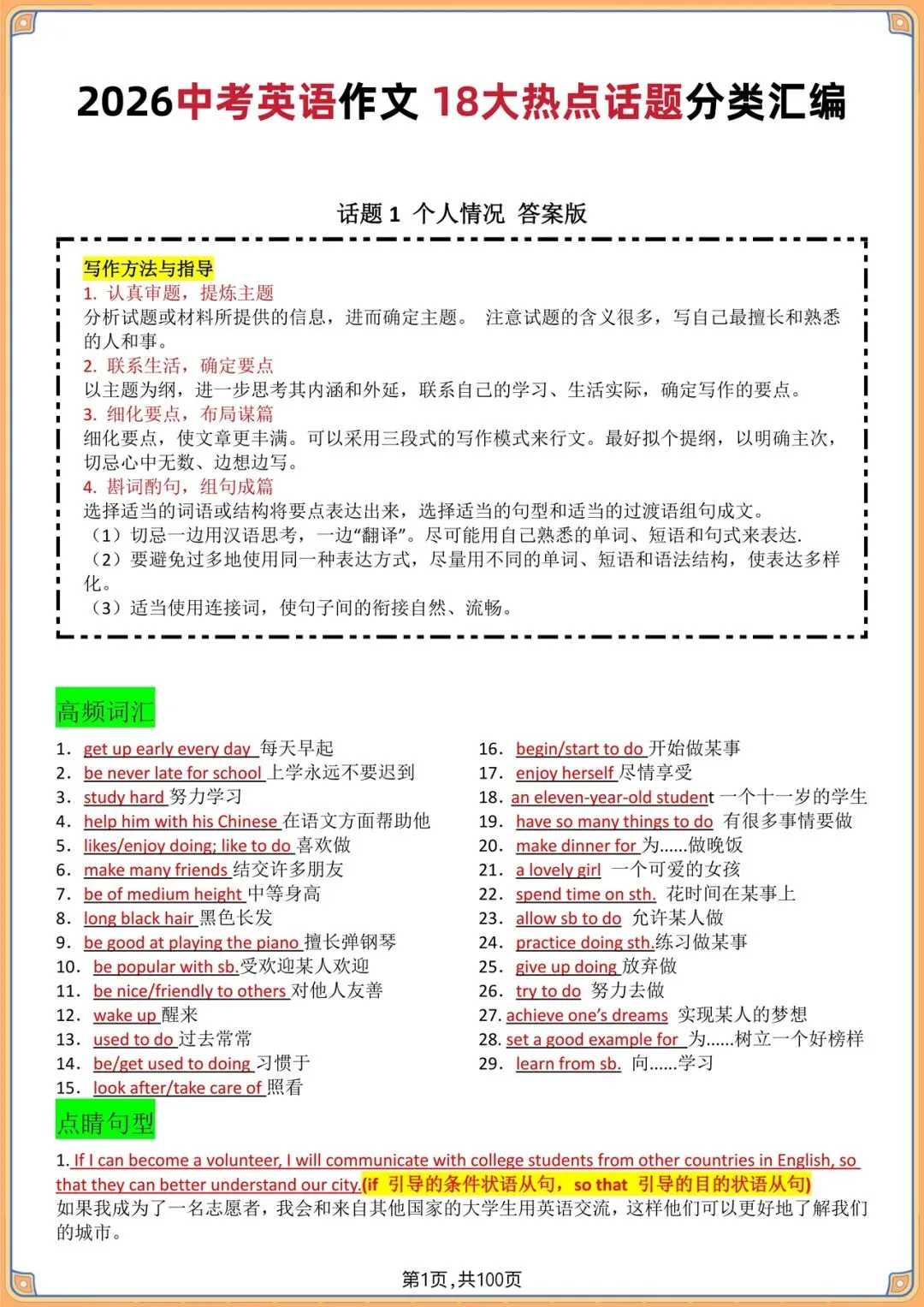 2026中考英语作文冲刺|18大必考高频话题(词汇+句型+满分范文全梳理)-第13张图片-四季读书网