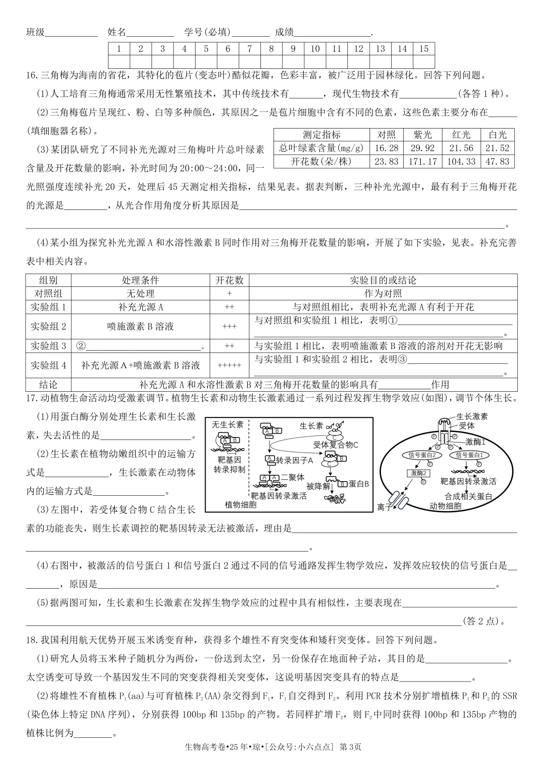 生物高考真题•2025年•海南-第3张图片-四季读书网