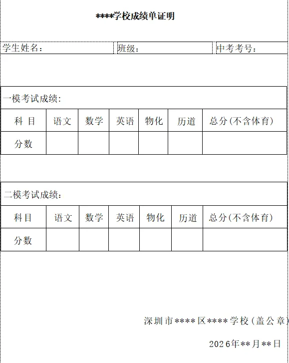 2026深圳中考自招计划何时公布?2025自招数据盘点,附简历/成绩证明模板-第5张图片-四季读书网