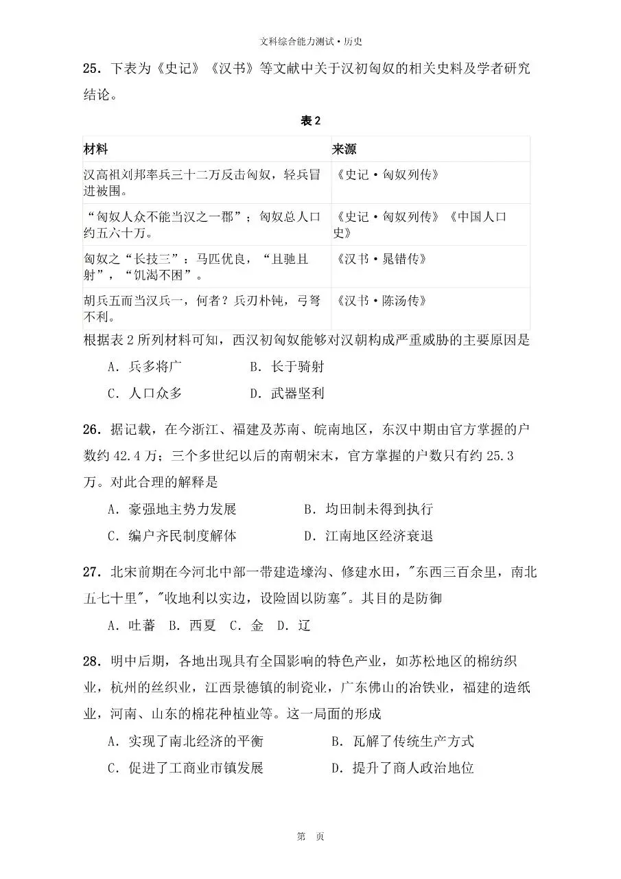 2025年全国卷高考历史真题与官方解析-第2张图片-四季读书网 2025年全国卷高考历史真题与官方解析-第2张图片-四季读书网