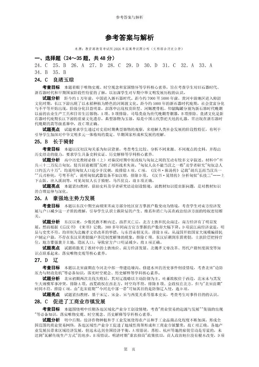 2025年全国卷高考历史真题与官方解析-第7张图片-四季读书网 2025年全国卷高考历史真题与官方解析-第7张图片-四季读书网