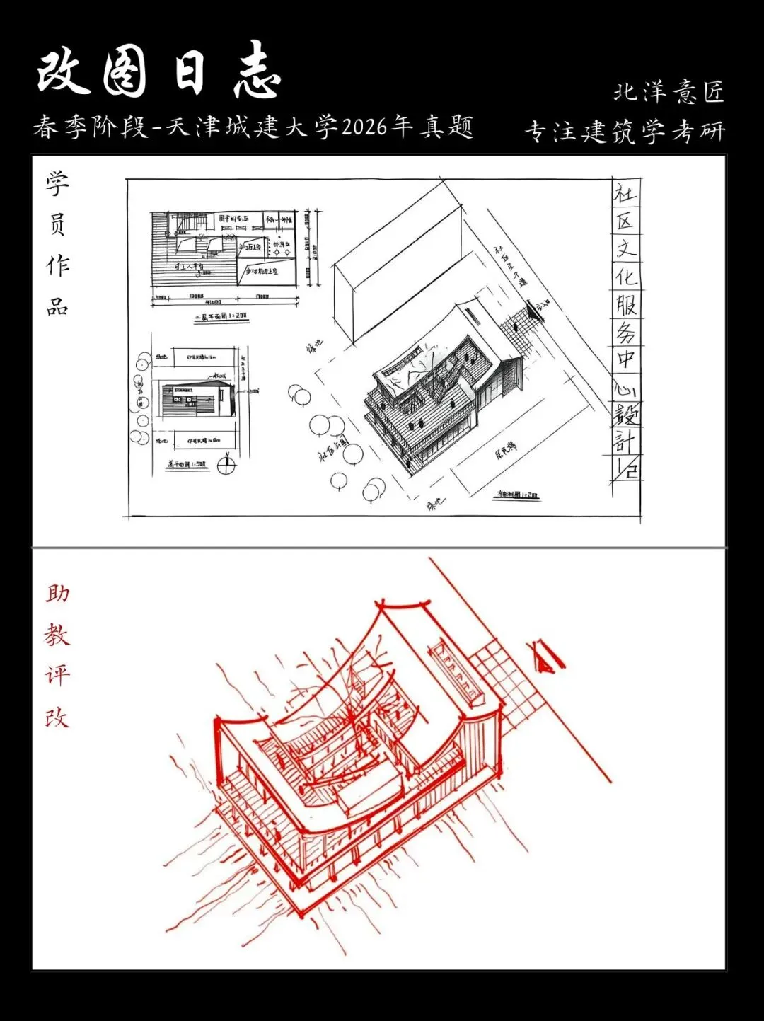【快题改图日志】建筑学考研春季快题营·社区文化服务中心设计(天津城建大学2026年)-第17张图片-四季读书网 【快题改图日志】建筑学考研春季快题营·社区文化服务中心设计(天津城建大学2026年)-第17张图片-四季读书网