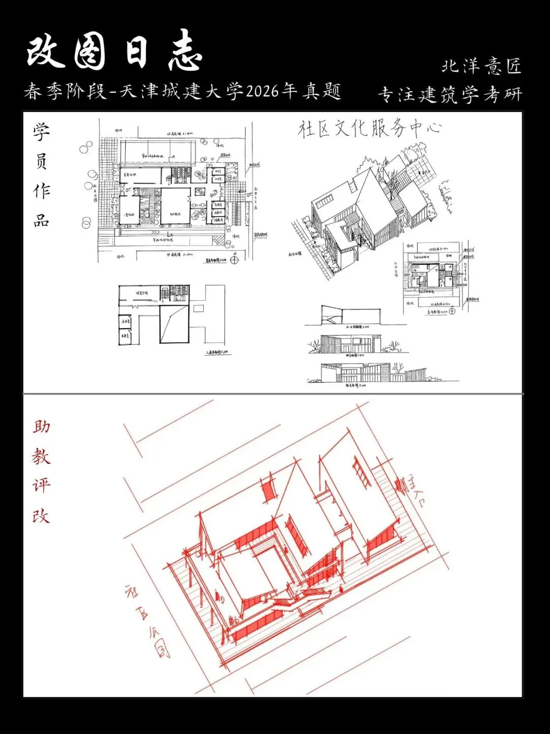 【快题改图日志】建筑学考研春季快题营·社区文化服务中心设计(天津城建大学2026年)-第19张图片-四季读书网 【快题改图日志】建筑学考研春季快题营·社区文化服务中心设计(天津城建大学2026年)-第19张图片-四季读书网