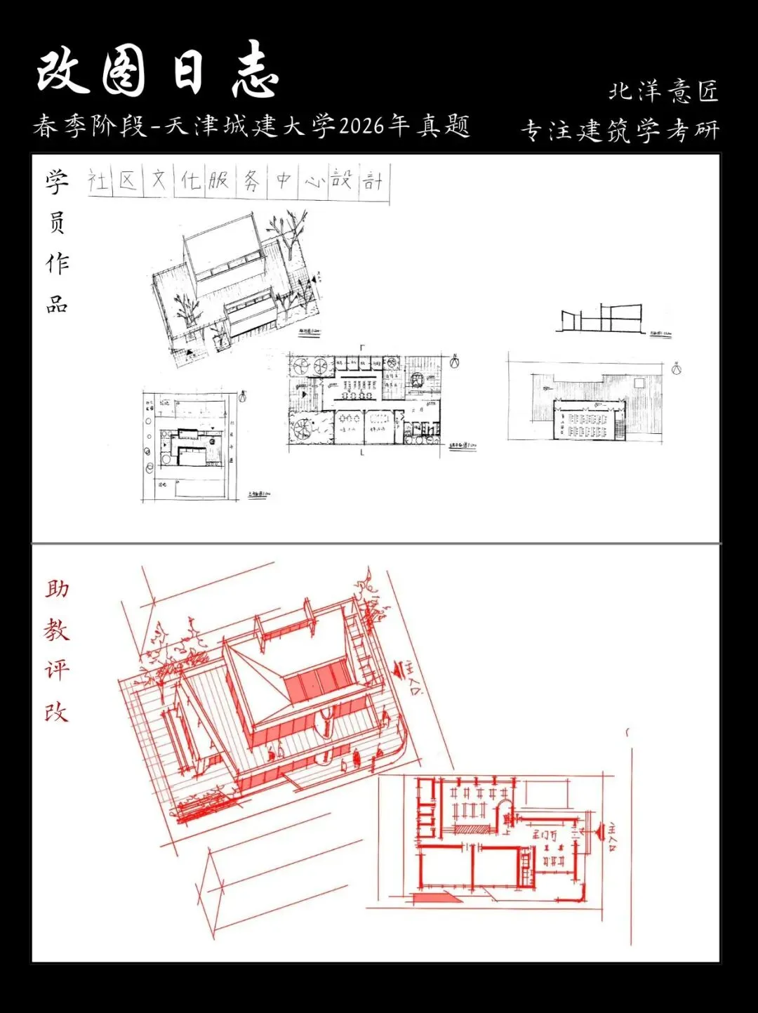 【快题改图日志】建筑学考研春季快题营·社区文化服务中心设计(天津城建大学2026年)-第27张图片-四季读书网 【快题改图日志】建筑学考研春季快题营·社区文化服务中心设计(天津城建大学2026年)-第27张图片-四季读书网