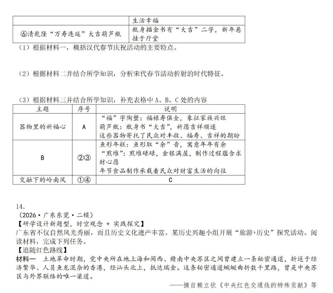 2026年广东中考历史二模分类汇编·论述探究开放题-第10张图片-四季读书网