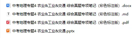 中考地理专题4 农业&工业&交通 综合真题专项笔记(彩色标注版)-第3张图片-四季读书网