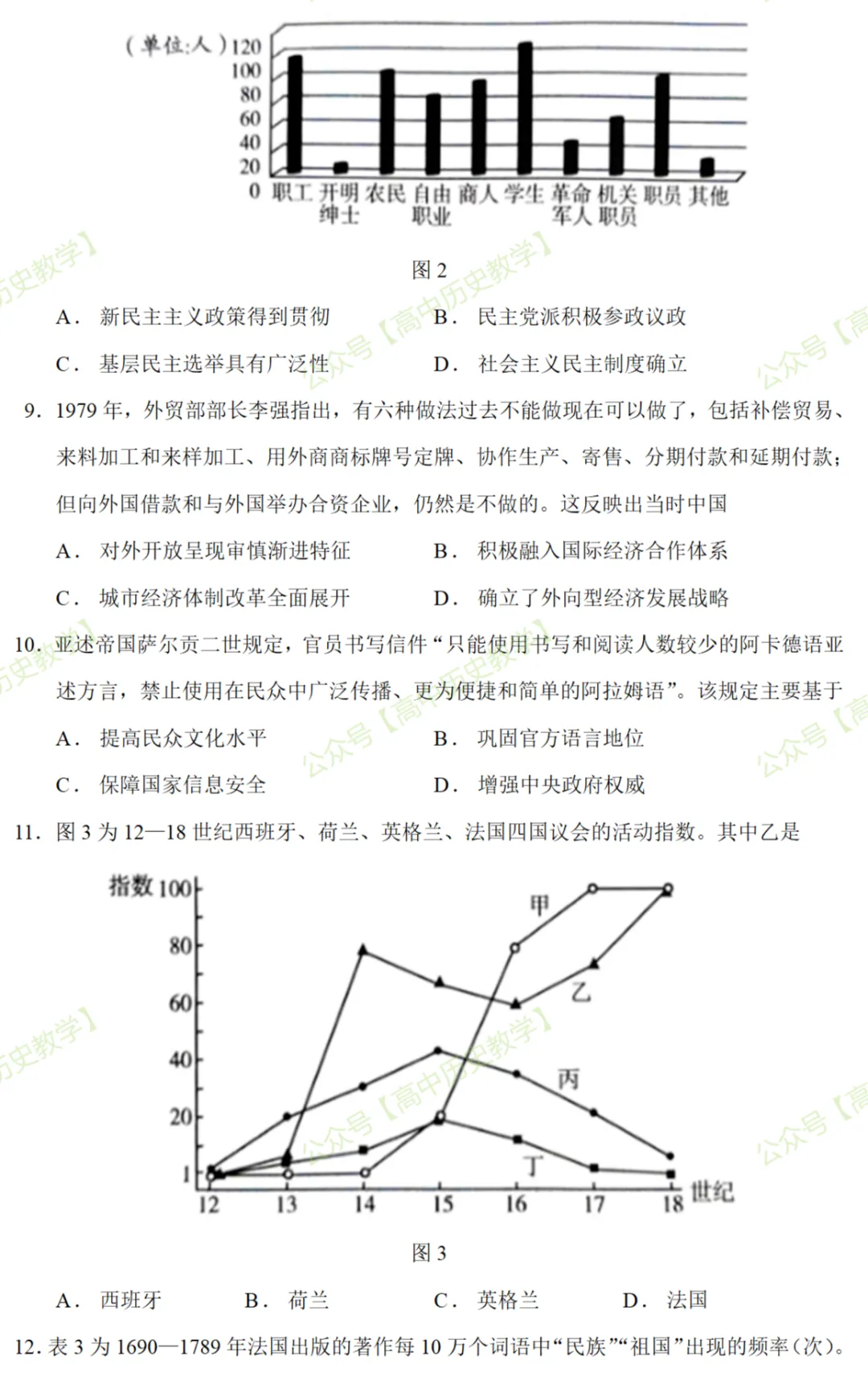 最新模考| 2026届山东省潍坊市第三次模拟历史试题和答案-第5张图片-四季读书网