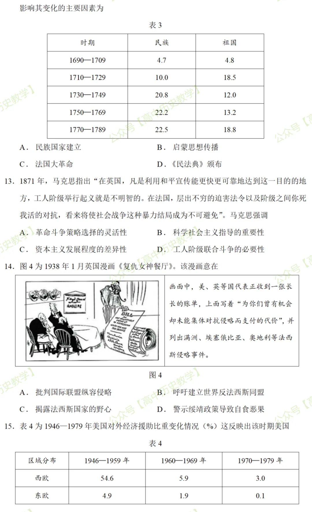 最新模考| 2026届山东省潍坊市第三次模拟历史试题和答案-第6张图片-四季读书网
