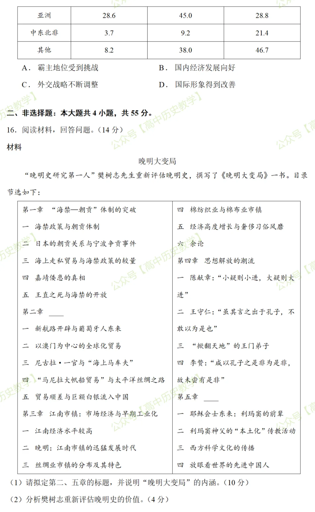 最新模考| 2026届山东省潍坊市第三次模拟历史试题和答案-第7张图片-四季读书网