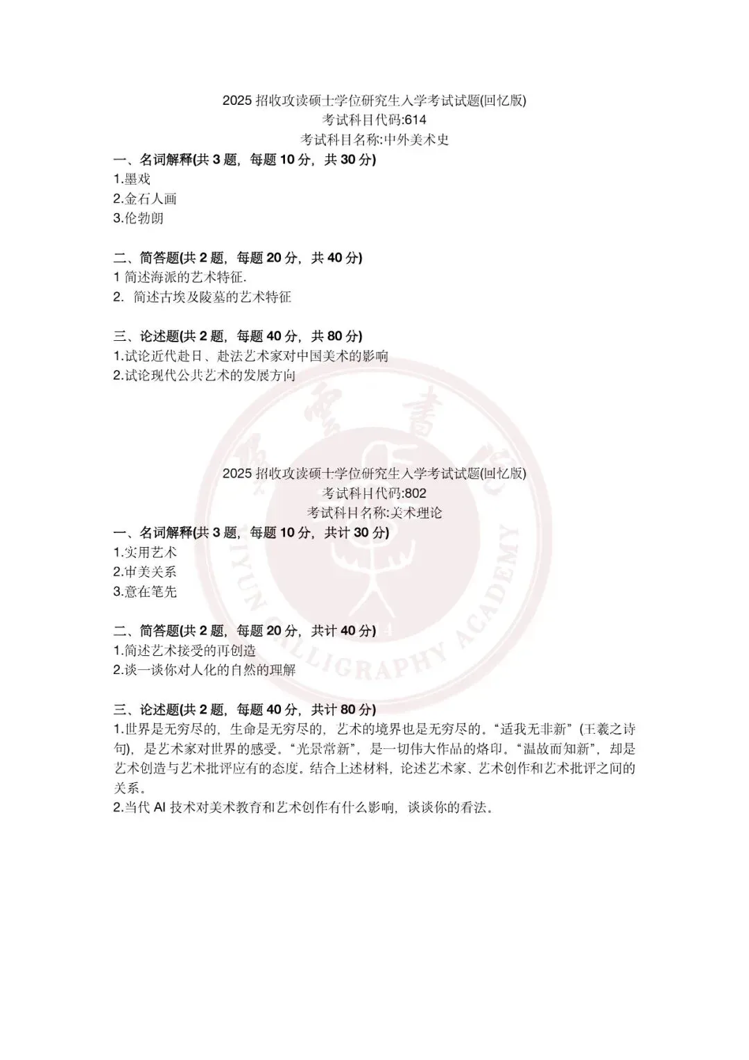 考研真题 | 华东师范大学书法考研分析以及近三年(2024——2026)-第6张图片-四季读书网