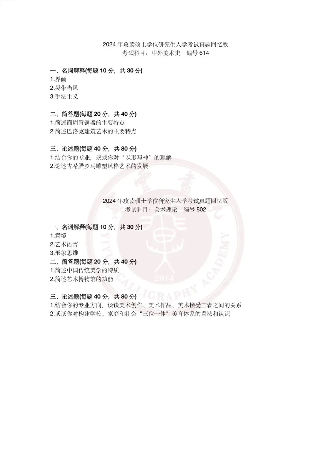 考研真题 | 华东师范大学书法考研分析以及近三年(2024——2026)-第7张图片-四季读书网