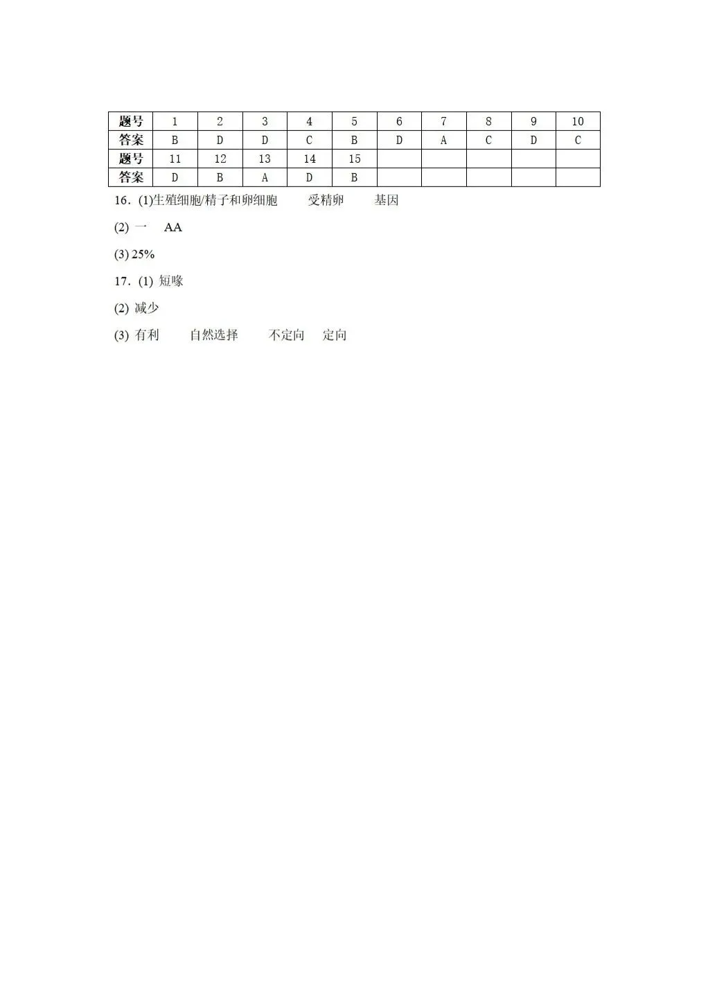 【中考生物】2025-2026学年中考冲刺主题六-遗传与进化A卷+答案-第5张图片-四季读书网