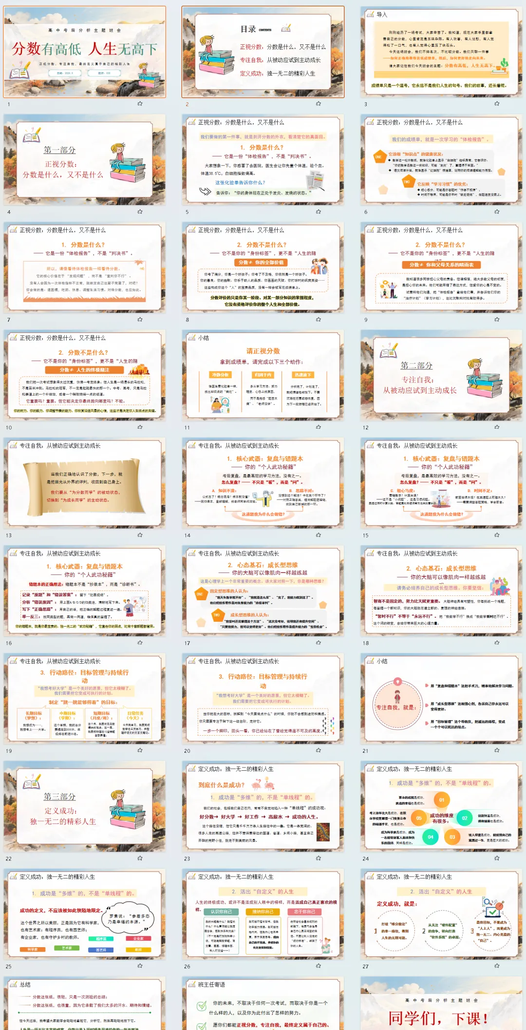 高中考后分析主题班会《分数有高低,人生无高下》课件PPT+配套教案-第4张图片-四季读书网