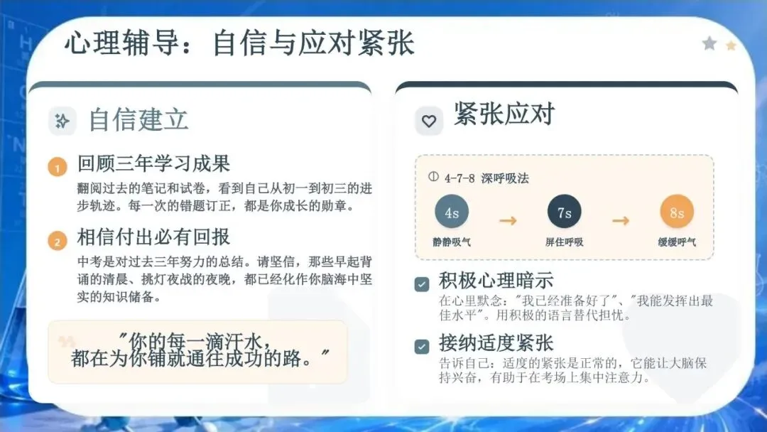 【初三下】化学中考冲刺班会 PPT:从元素到未来 | 九年级化学考前冲刺:核心考点梳理与应试技巧(文末免费领取)-第10张图片-四季读书网