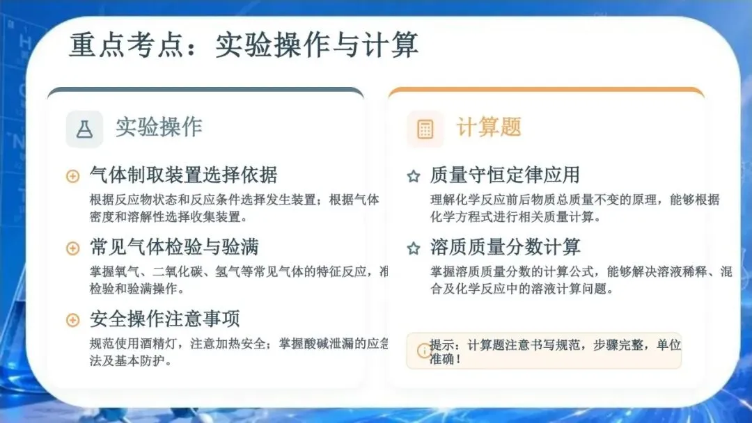 【初三下】化学中考冲刺班会 PPT:从元素到未来 | 九年级化学考前冲刺:核心考点梳理与应试技巧(文末免费领取)-第14张图片-四季读书网