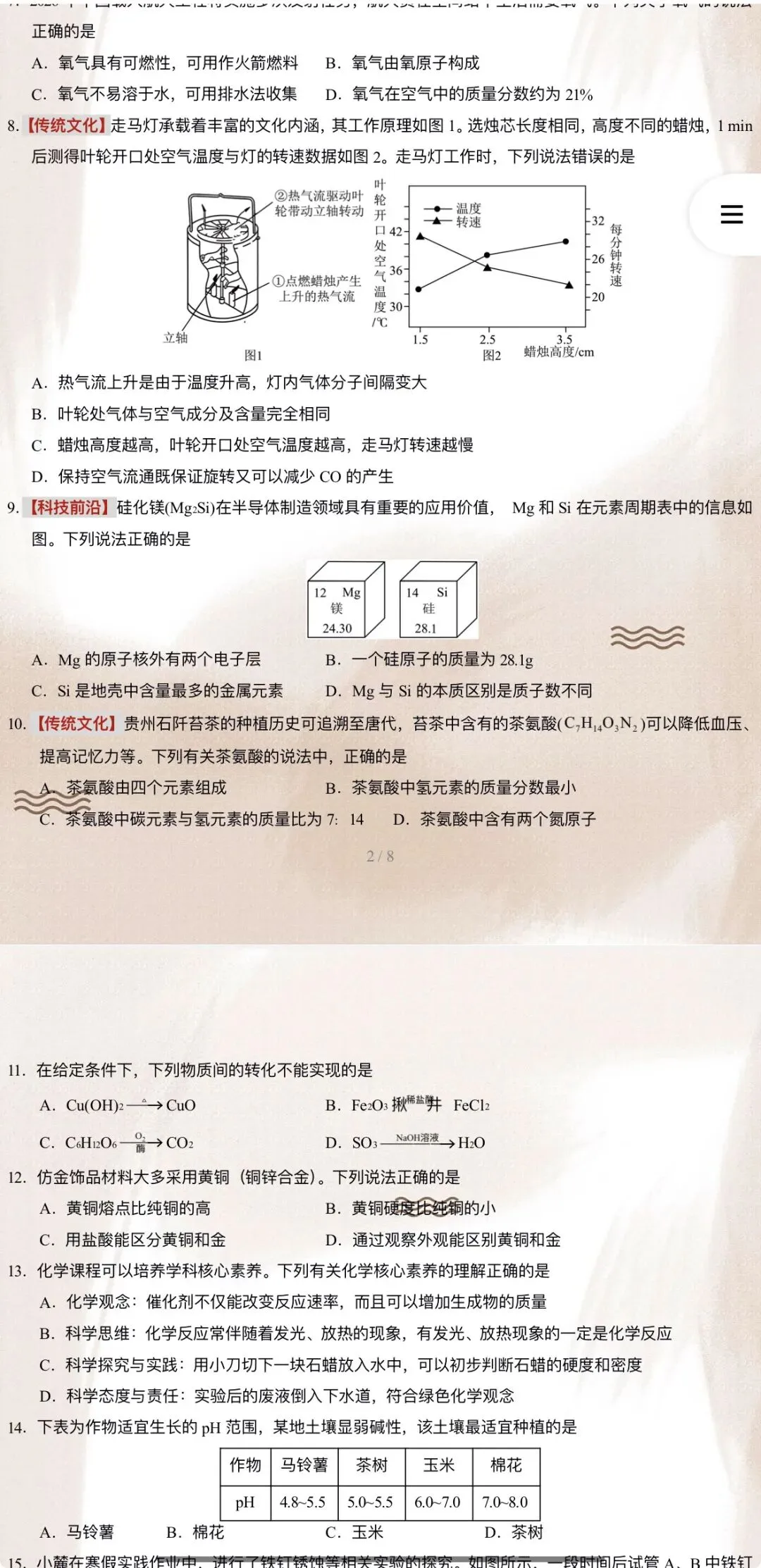 2026年中考化学:考前最后一卷A3A4考试版各地汇总65份含答案详解与答题卡(全国通用)完整word版文档可下载打印-第8张图片-四季读书网