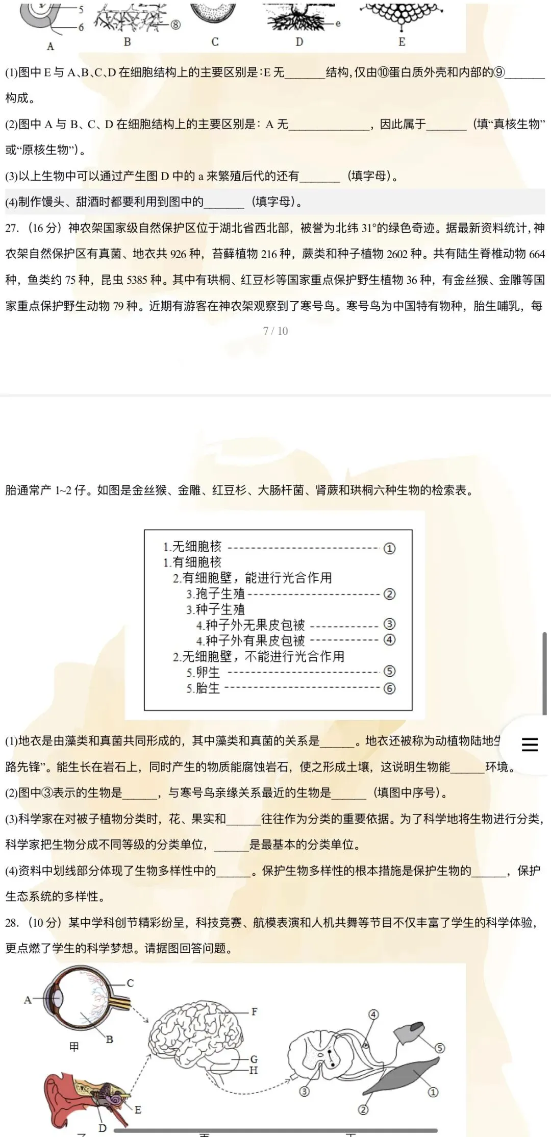 2026年中考生物:考前预测卷A3A4考试版各地汇总47份含答案详解与答题卡(全国通用)完整word版文档可下载打印-第12张图片-四季读书网