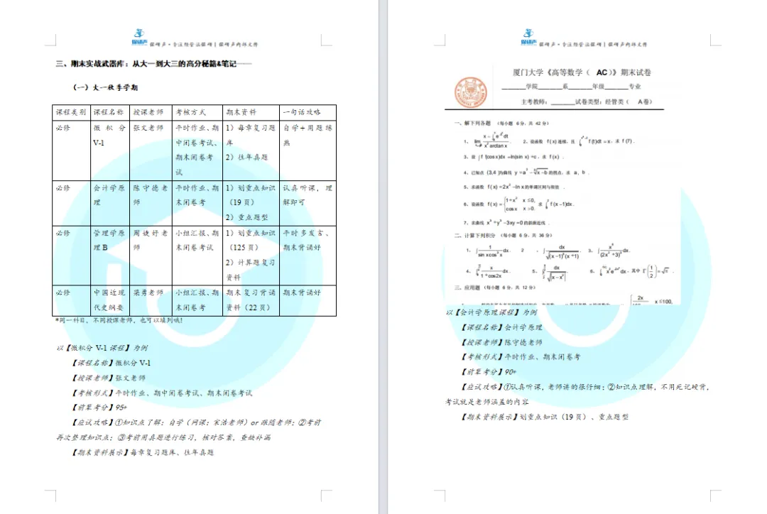 限时领取!厦大春季学期期末真题+复习攻略(大一至大三全囊括)-第7张图片-四季读书网