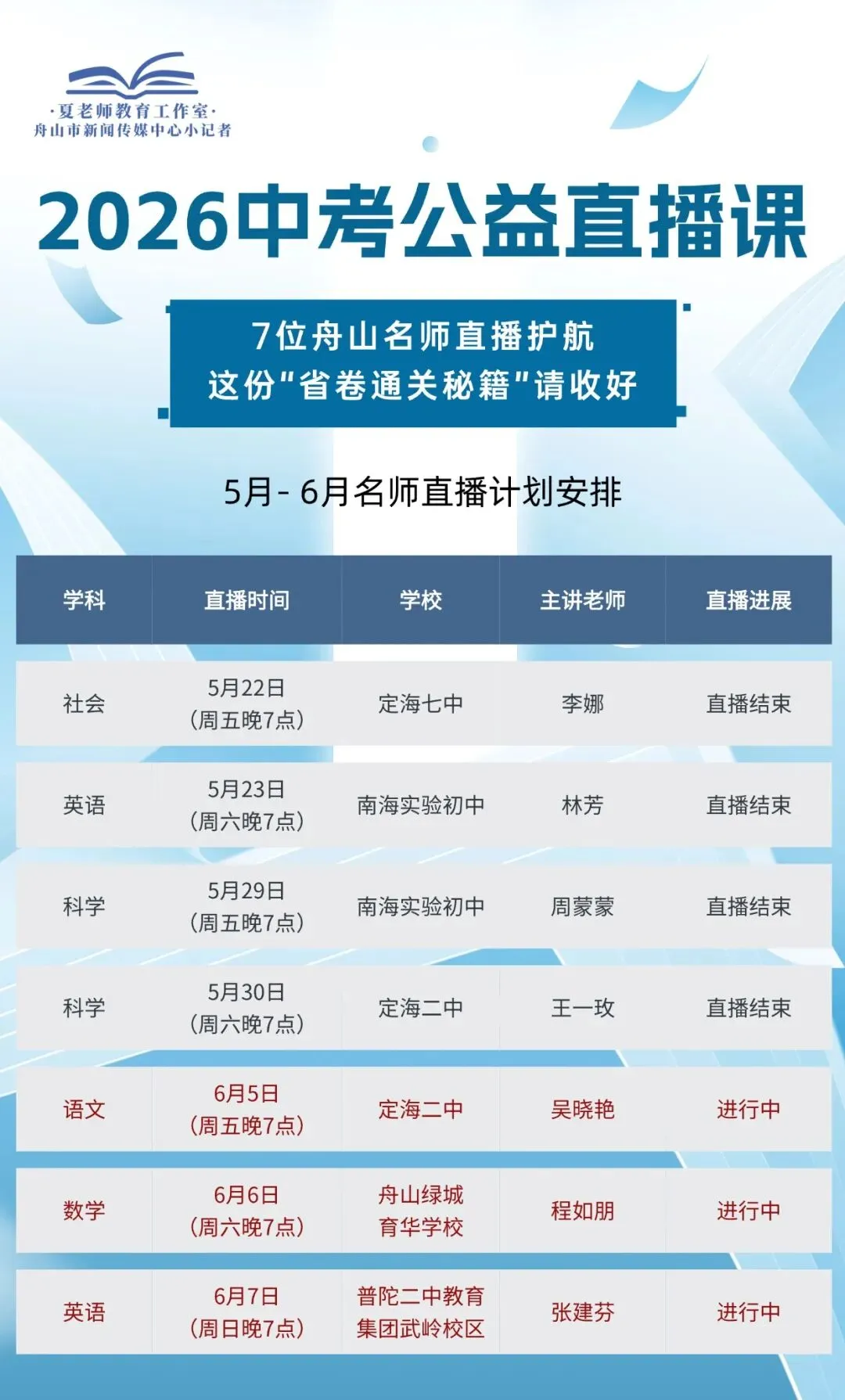 本周收官丨中考公益直播周五至周日三场,语数英名师助力考前冲刺最后一公里!-第7张图片-四季读书网