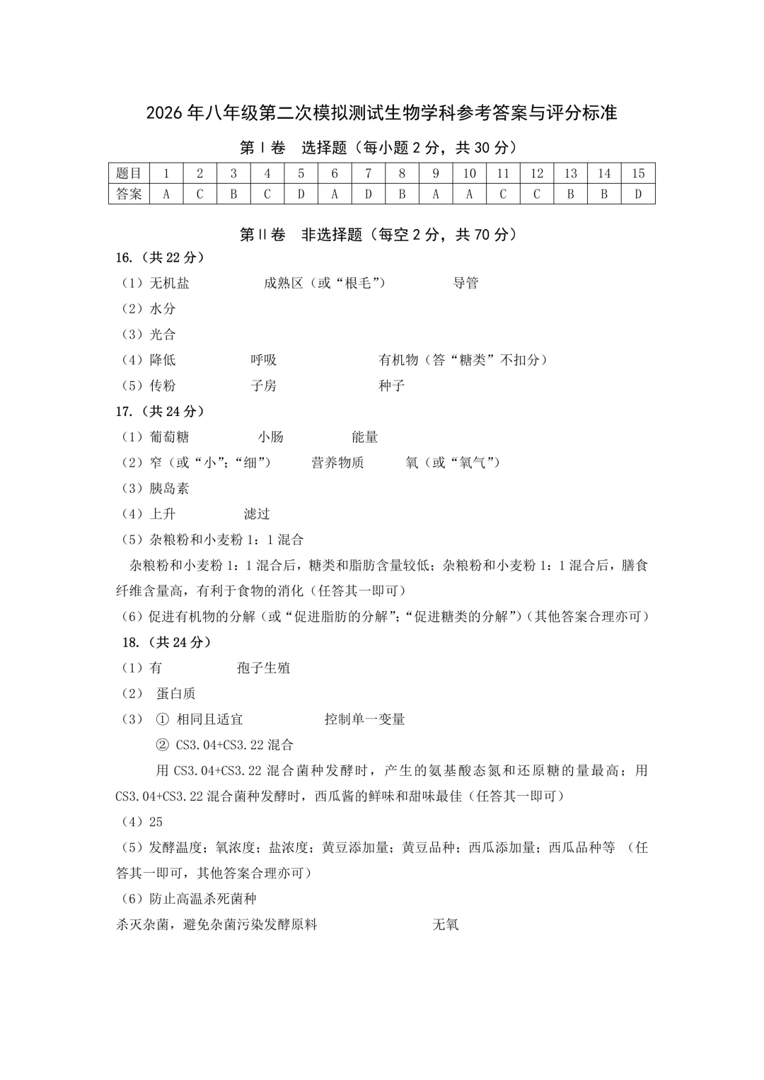 地生模拟 | 榆次2026年初中学业水平模拟考试地理生物试卷-第17张图片-四季读书网