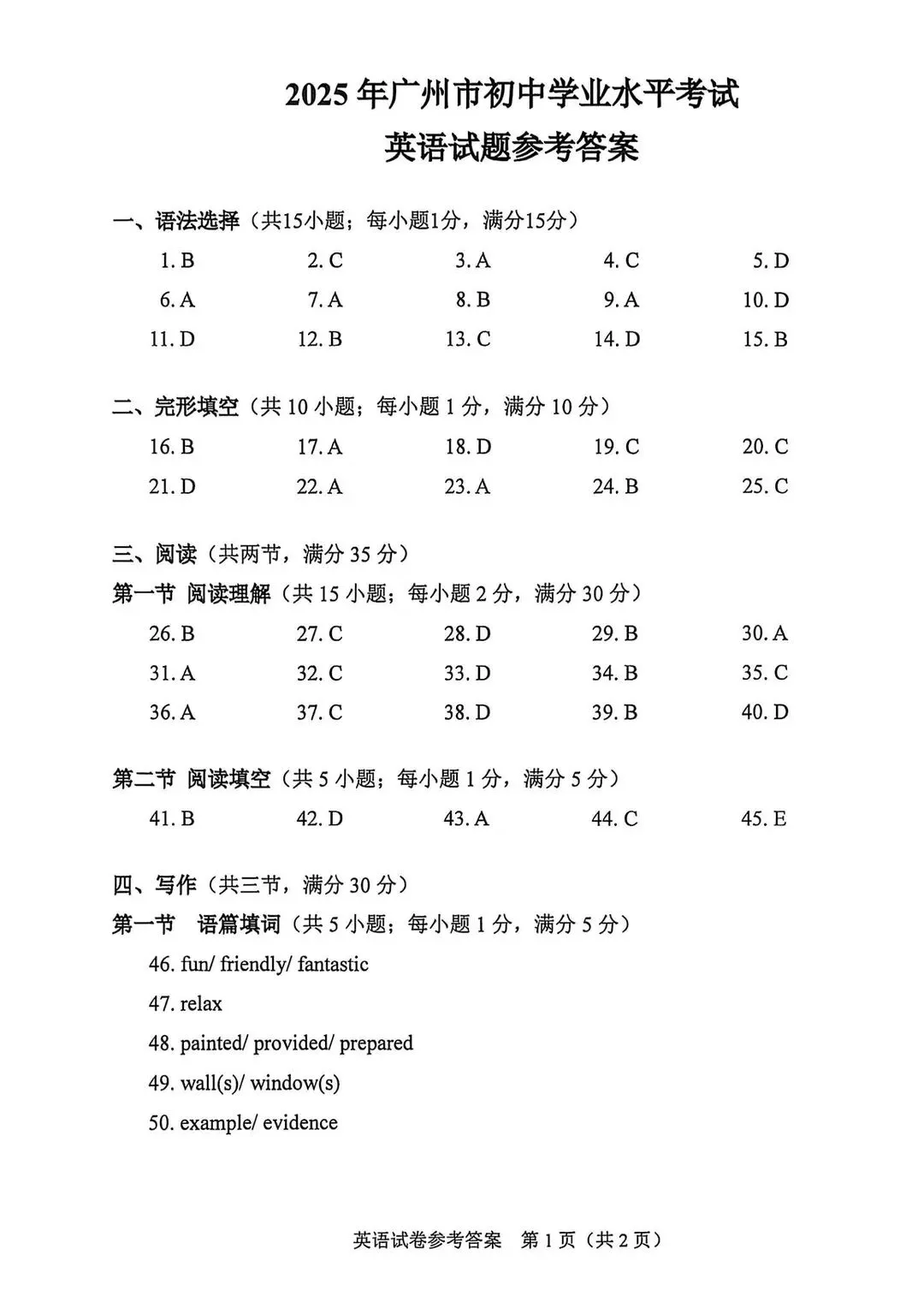 2025年广东省广州市中考英语真题卷(附解析)-第12张图片-四季读书网