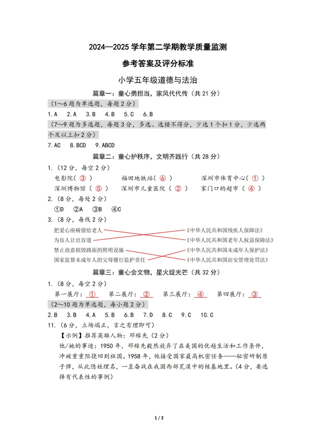 真题领取|深圳1~6年级2024-2025下学期期末真题及答案-第12张图片-四季读书网