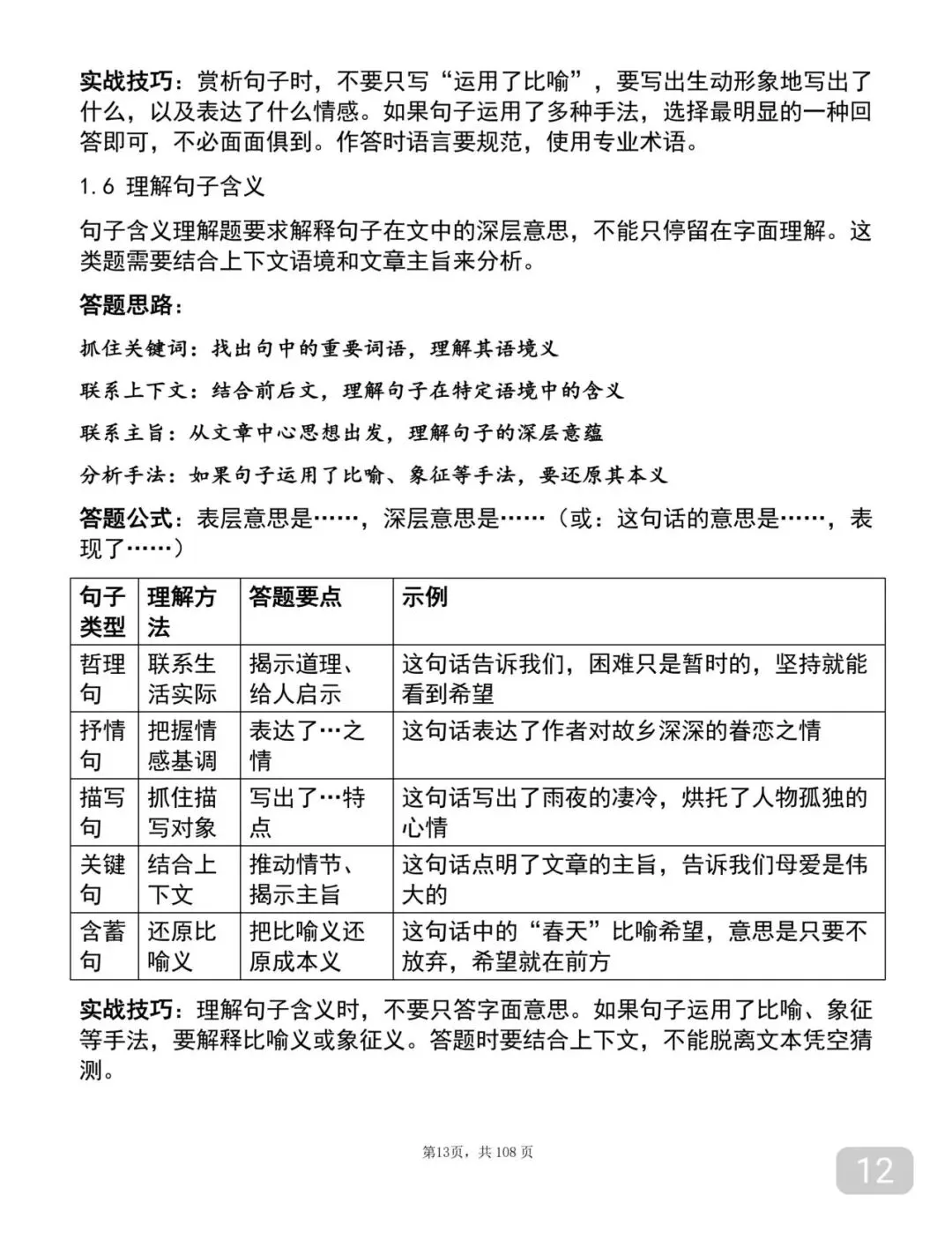 中考语文考前必背答题技巧笔记-第12张图片-四季读书网