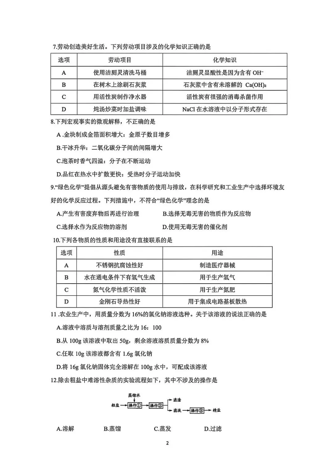 【25年】广州市初中生学业考试化学真题卷(含答案)-第7张图片-四季读书网