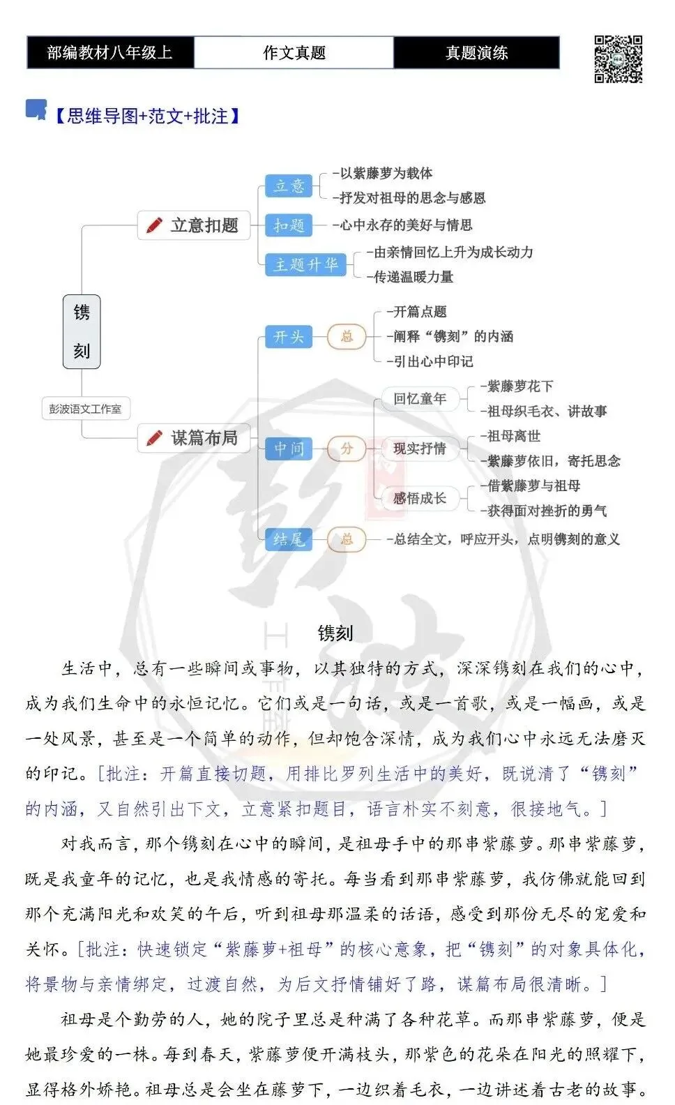 【作文-真题演练】八年级上-02-镌刻-思维导图+解析+范文批注指导-第6张图片-四季读书网 【作文-真题演练】八年级上-02-镌刻-思维导图+解析+范文批注指导-第6张图片-四季读书网