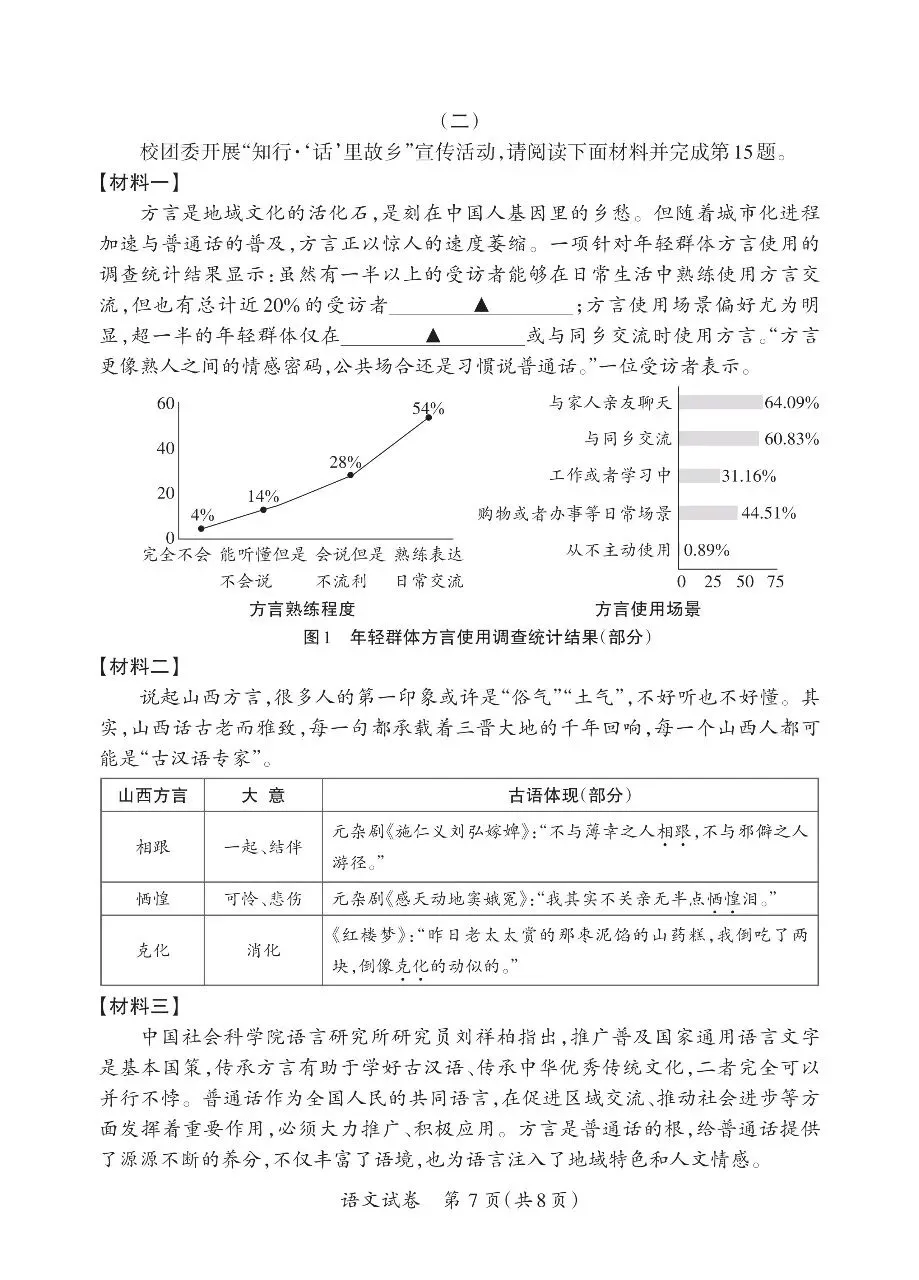 中考模拟试卷语文(二)-第7张图片-四季读书网